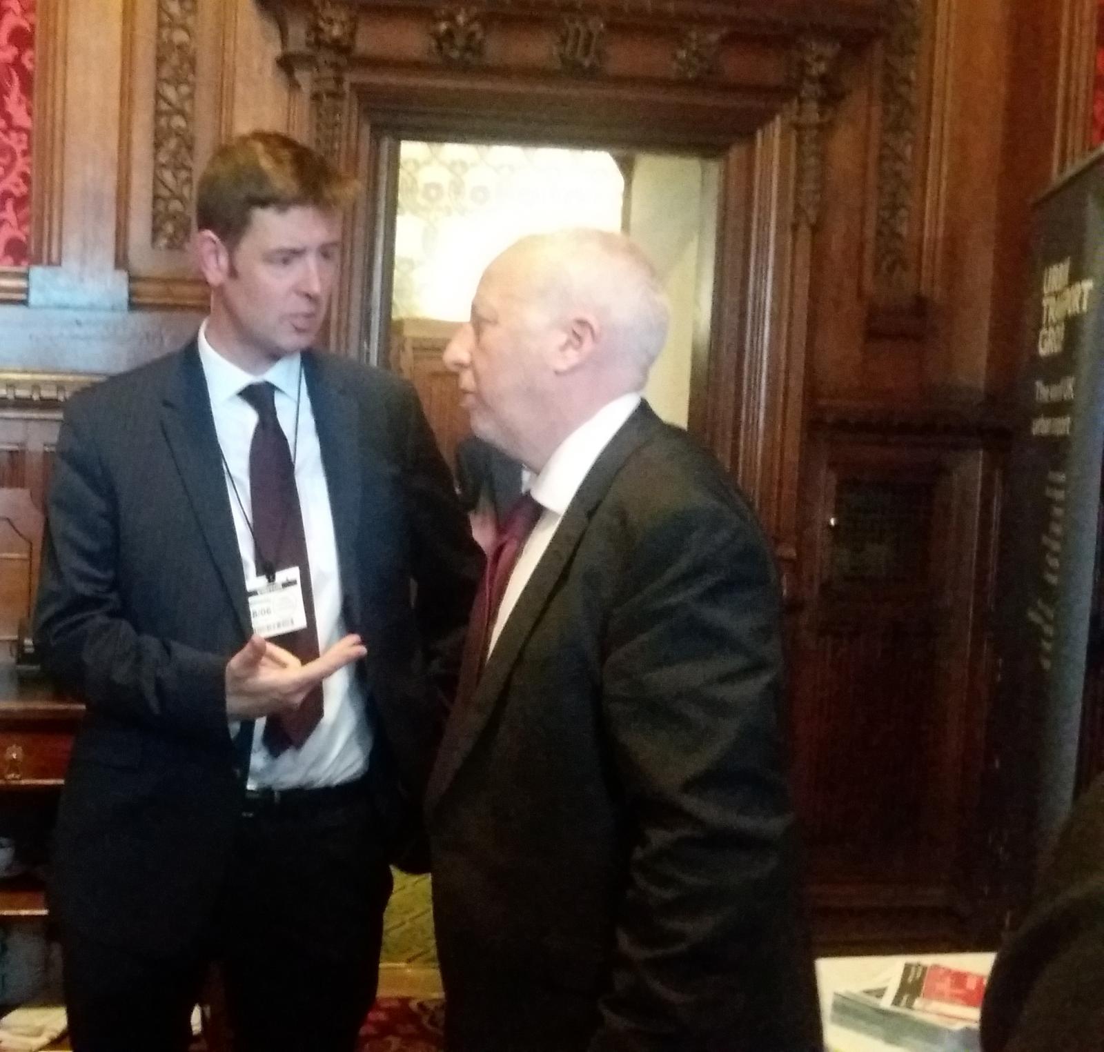 Tobyn Hughes speaking to Andy MacDonald MP