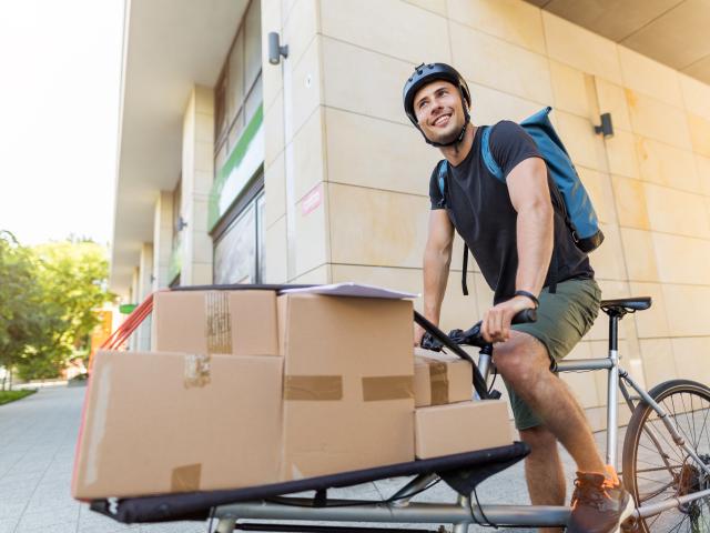 Man on cargo bike