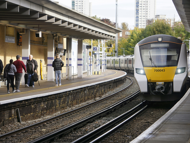 Train entering a station