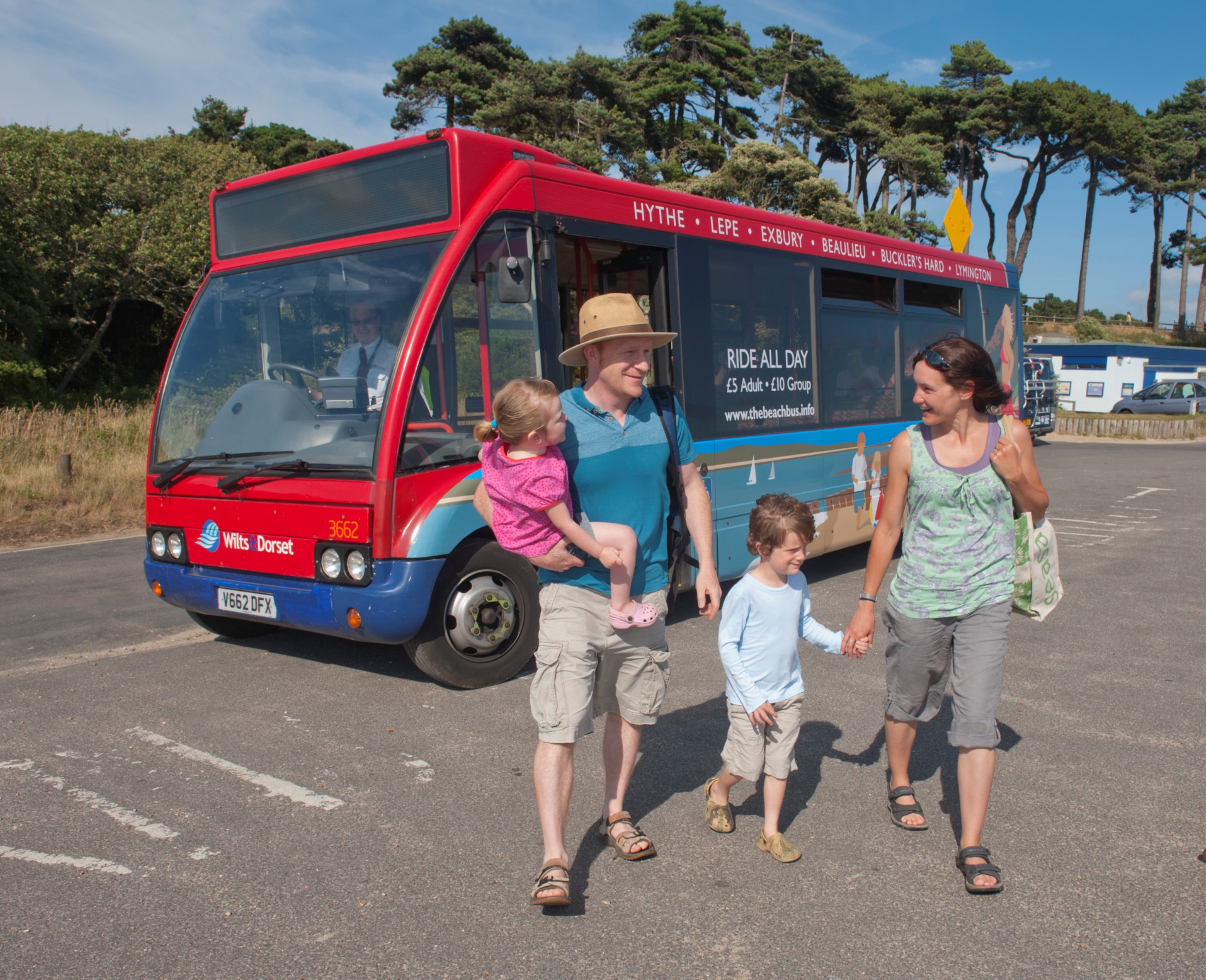 Family on Beach Bus, Lepe, New Forest National Park