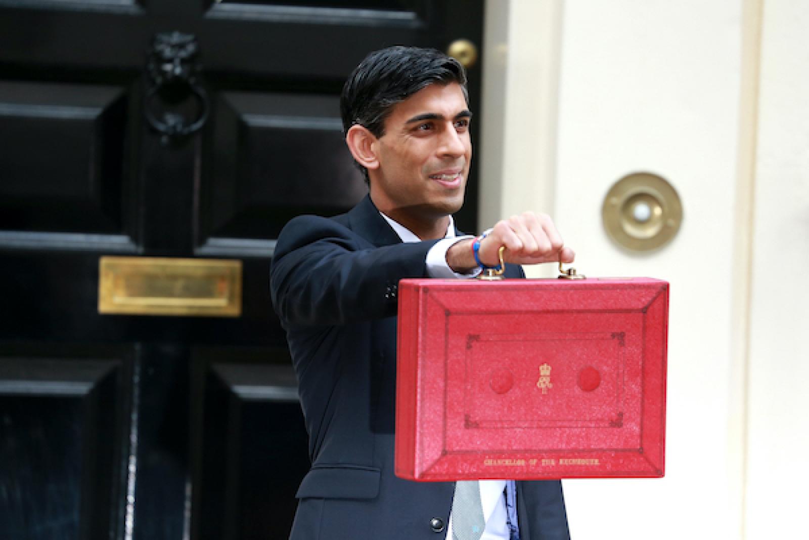 Rishi Sunak with red budget box