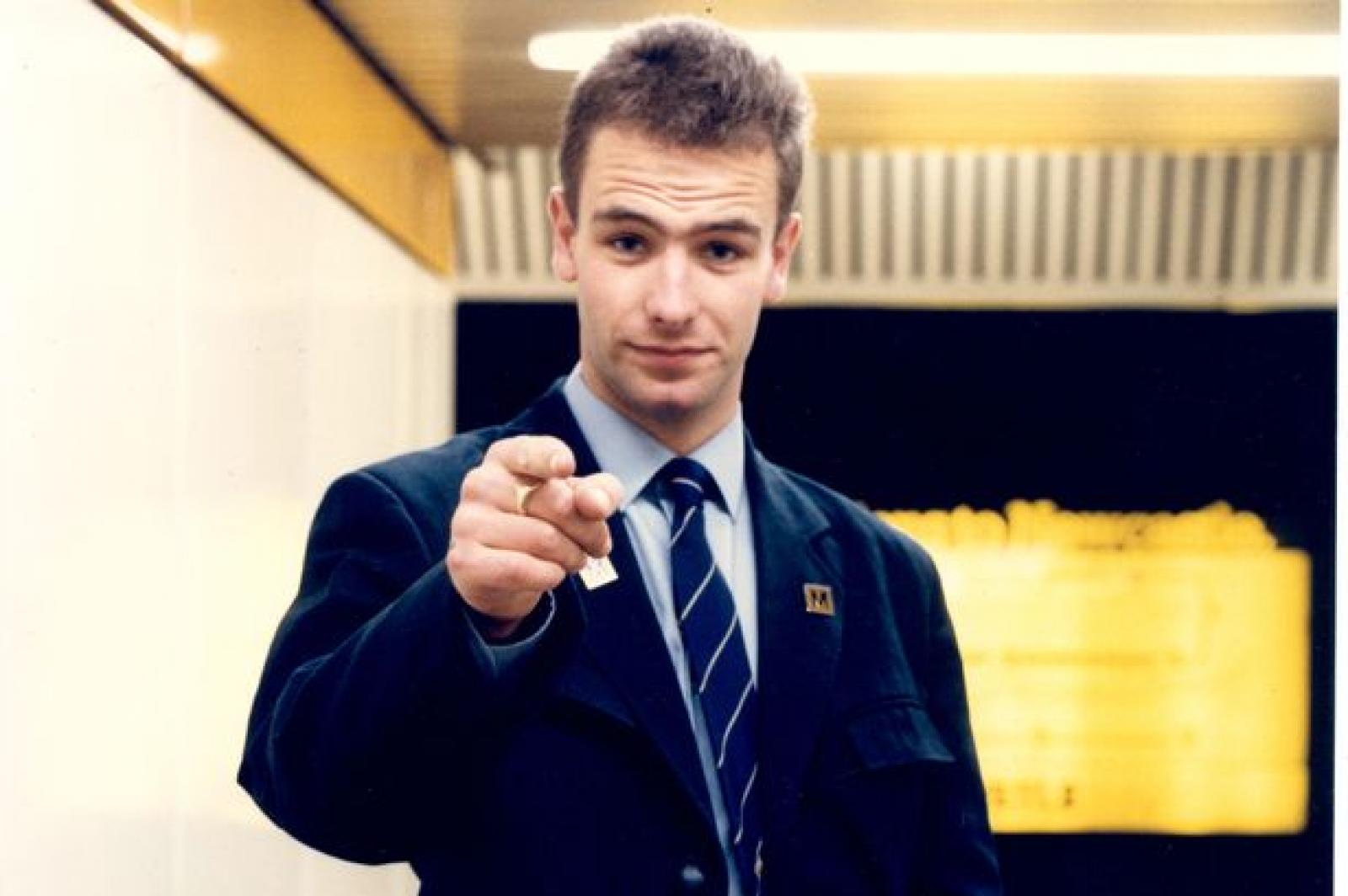 A young Robson Green on the Tyne and Wear Metro