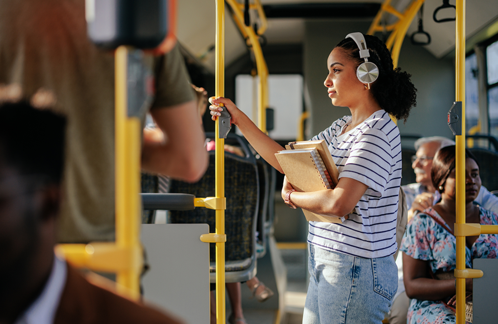 Young girl on a bus