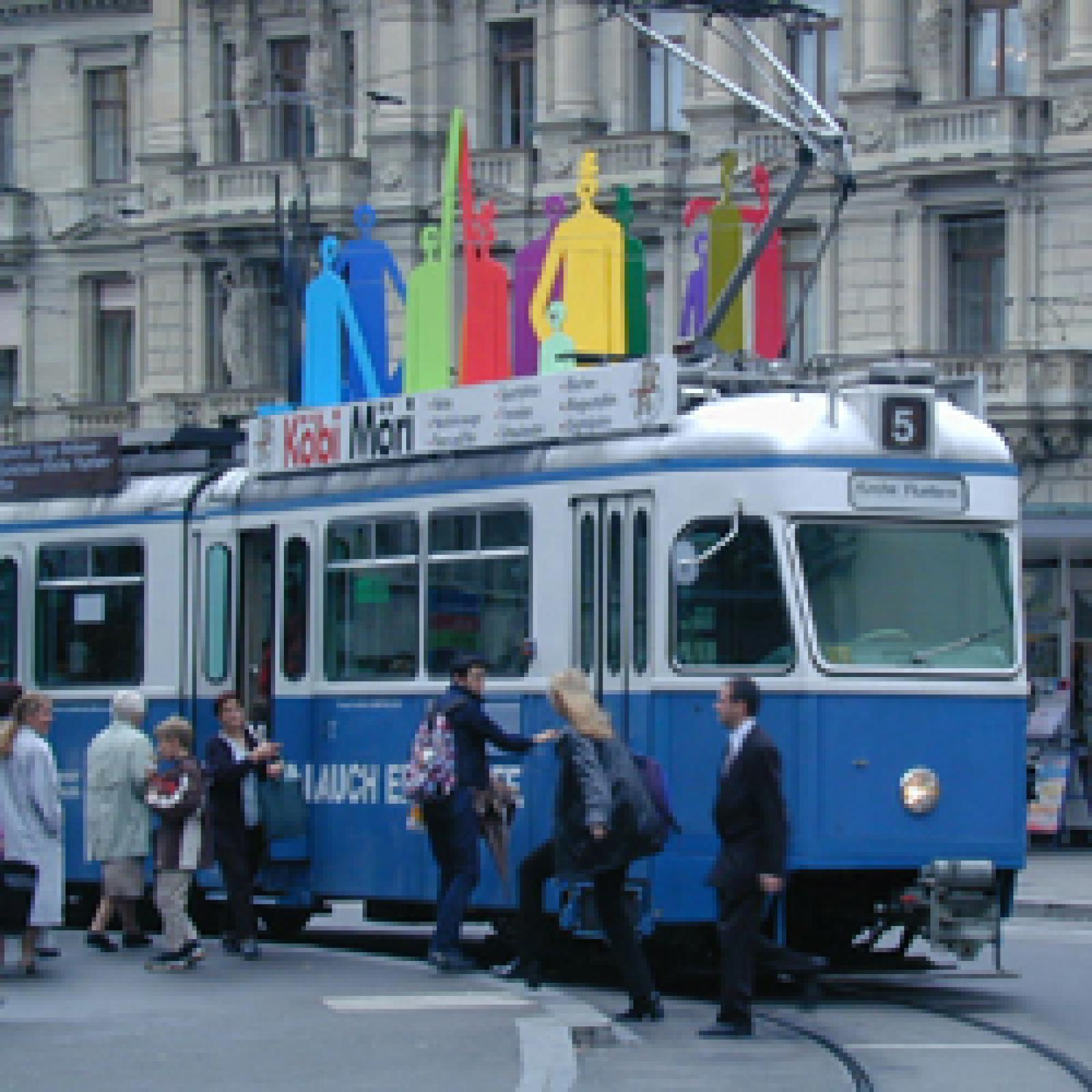 A tram in Zurich, Switzerland