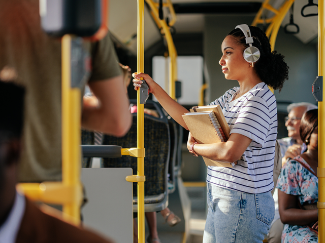 Young girl on a bus