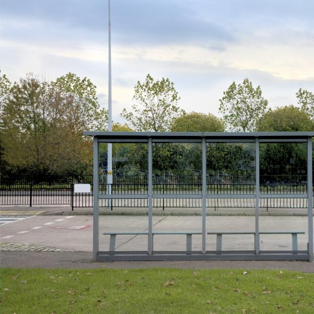 An empty bus stop