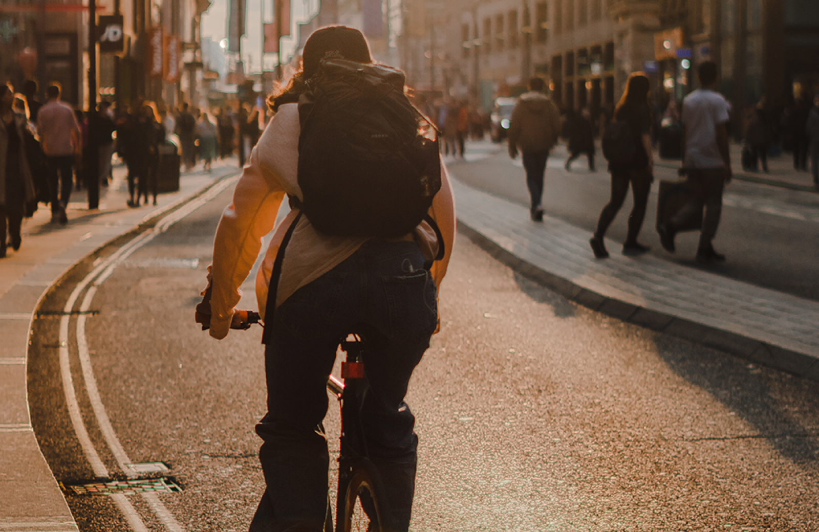 Person cycling in London