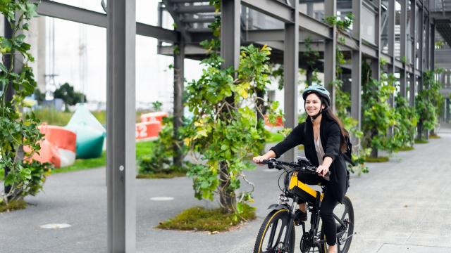 Woman riding e-bike
